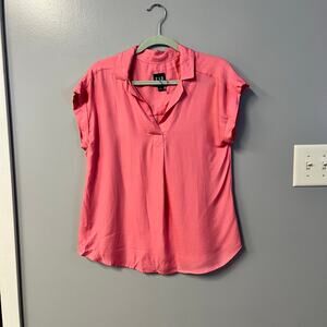 gap popover notched collar tacked cuffs blouse pink rayon lyocell small summer